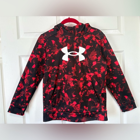 Under Armour Other - Under Armour Hoodie Youth Loose Fleece Sweatshirt Red/Black Camo Medium